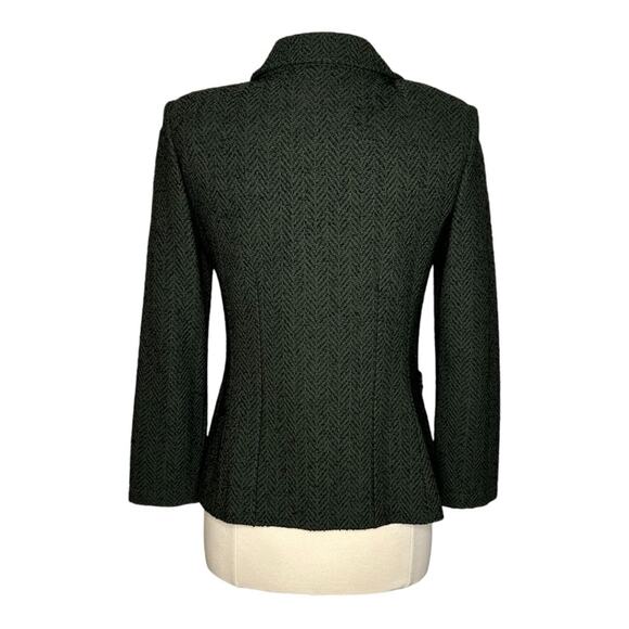 St John Blazer Green Black Jacket Textured Double Breasted Wool Blend Size 6 - Picture 4 of 12
